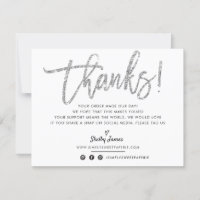 BUSINESS GRACIAS moda purpurina de plata script
