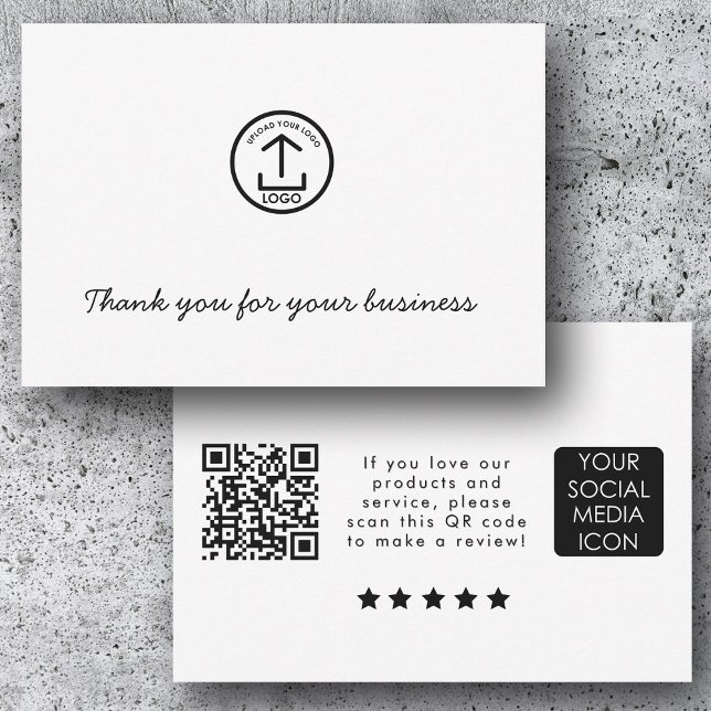 Tarjeta De Agradecimiento Business Logo Review Link QR Code Thank You White (Business Logo Review Link QR Code Thank You White)