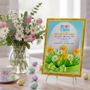 Tarjeta De Agradecimiento Búsqueda Feliz de Huevos de Pascua   Fiesta de Flo
