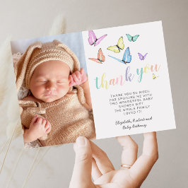 Tarjeta De Agradecimiento Butterflies Baby Shower Photo Thank You