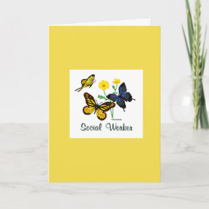 Tarjeta De Agradecimiento Butterflies de trabajadores sociales gracias