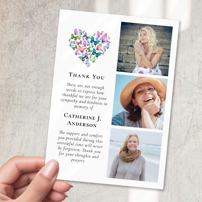 Tarjeta De Agradecimiento Butterflies Heart 3 Fotografía Compasión Funeral (Subido por el creador)