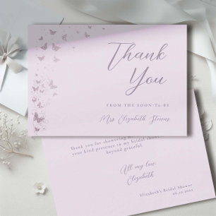 Tarjeta De Agradecimiento Butterflies Lilac Silver Ducha de novias