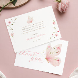 Tarjeta De Agradecimiento Butterfly Floral Baby Shower Thank You Card
