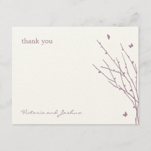 Tarjeta De Agradecimiento Butterfly Love Boda Gracias Cartas (Púrpura)