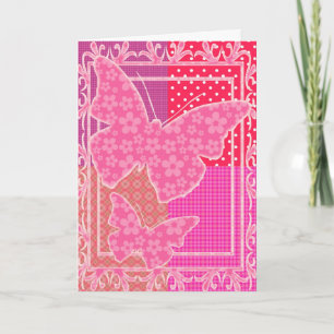 Tarjeta De Agradecimiento Butterflys rosado le agradece cardar