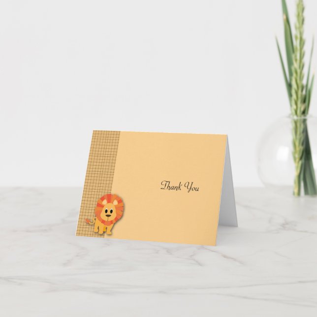 Tarjeta De Agradecimiento Butterscotch Lion Baby Gracias (Anverso)