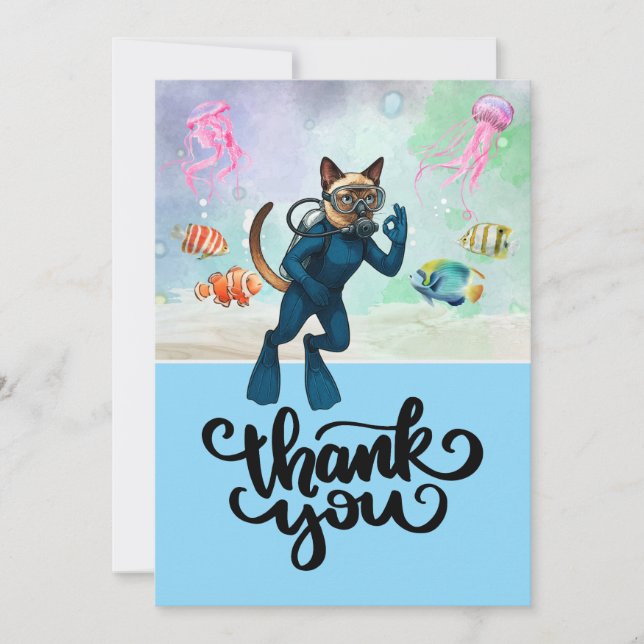 Tarjeta De Agradecimiento Buzo de gato siamés (Anverso)