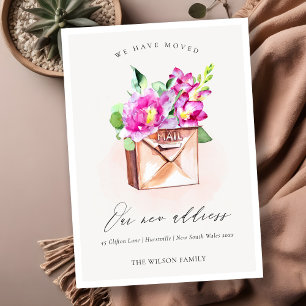 Tarjeta De Agradecimiento Buzón de correo con flores rosadas vivos Hemos cam