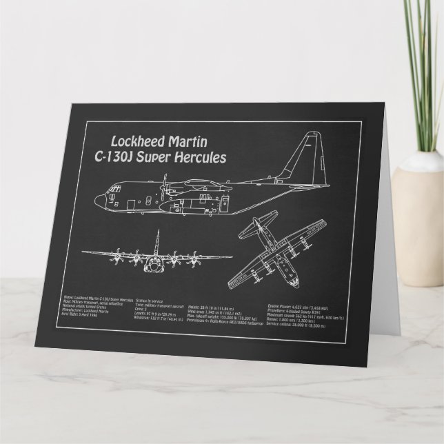 Tarjeta De Agradecimiento C-130 Hércules - Planes de Plano Azul de Avión PD (Anverso)