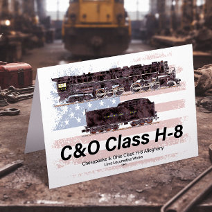Tarjeta De Agradecimiento C&O Clase H-8 Locomotora Allegheny - bandera ameri