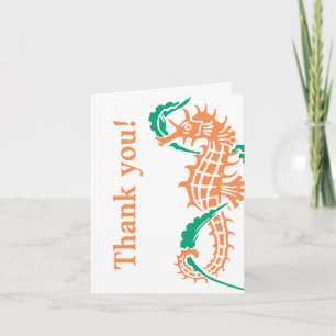 Tarjeta De Agradecimiento Caballito de mar esmeralda, boda de coral Gracias