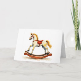 Tarjeta De Agradecimiento Caballo de balancín de acuarela navideña