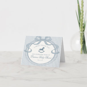 Tarjeta De Agradecimiento Caballo de Balanza con Lazo Coquette Azul Gracias 