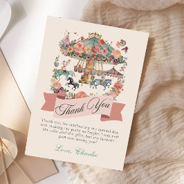 Tarjeta De Agradecimiento Caballo de Carusel Cumpleaños de Carnaval