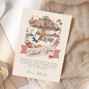 Tarjeta De Agradecimiento Caballo de Carusel Cumpleaños de Carnaval