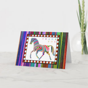 Tarjeta De Agradecimiento Caballo De Color Agradecido Poni con Borde Negro