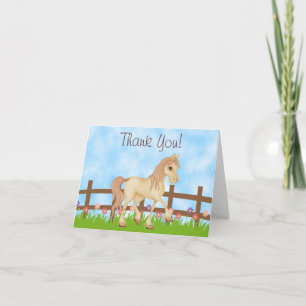 Tarjeta De Agradecimiento Caballo de crema de bonito y flores gracias