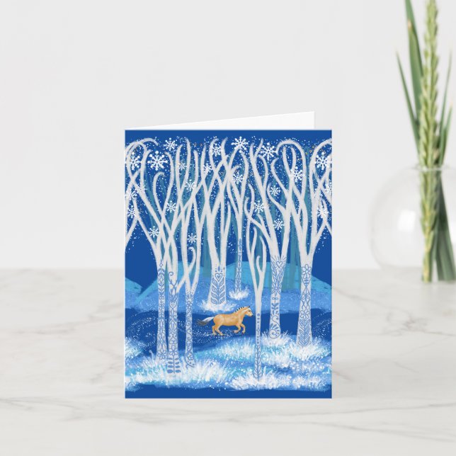 Tarjeta De Agradecimiento Caballo de fiordo de invierno nórdico (Anverso)