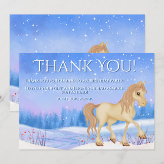 Tarjeta De Agradecimiento Caballo de invierno personalizado y cumpleaños de 