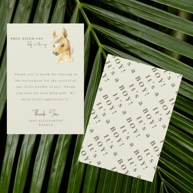 Tarjeta De Agradecimiento Caballo es un mensaje de Baby Shower de niño Graci (Subido por el creador)