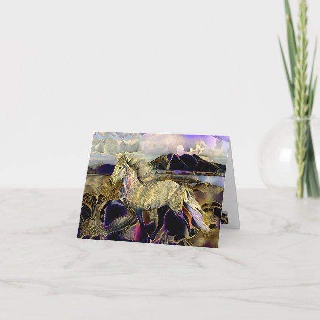 Tarjeta De Agradecimiento Caballo islandés Art Deco (Anverso)