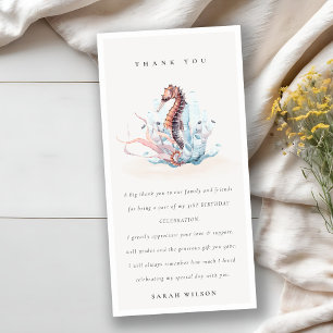 Tarjeta De Agradecimiento Caballo marino submarino Coral de algas marinas Cu