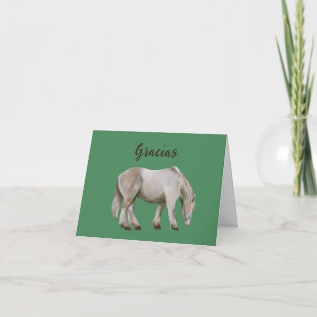 Tarjeta de agradecimiento Caballo Pastando Gracias (Anverso)