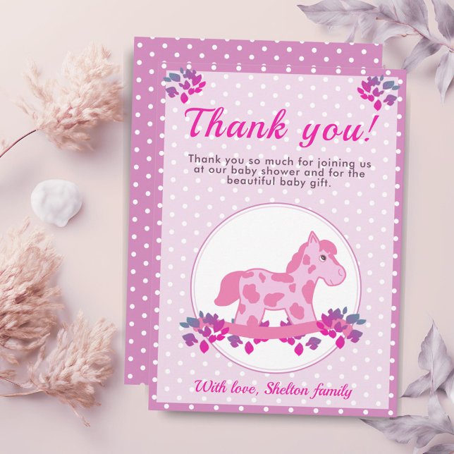 Tarjeta De Agradecimiento Caballo rosado Punto Bebé Chica Ducha (Subido por el creador)