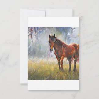 Tarjeta De Agradecimiento Caballo sobre una hierba
