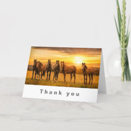 Tarjeta De Agradecimiento Caballos al atardecer