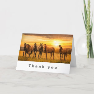 Tarjeta De Agradecimiento Caballos al atardecer