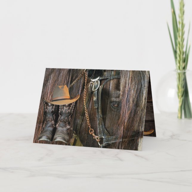 Tarjeta De Agradecimiento Caballos De Estilo Occidental Y Boots De Vaqueros  (Anverso)