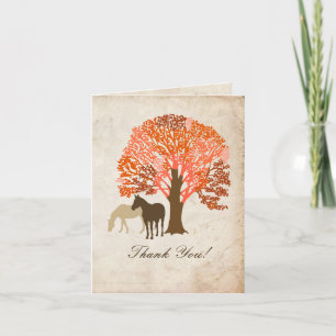 Tarjeta De Agradecimiento Caballos de otoño naranja y marrón Gracias