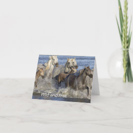 Tarjeta De Agradecimiento Caballos galopando en el agua