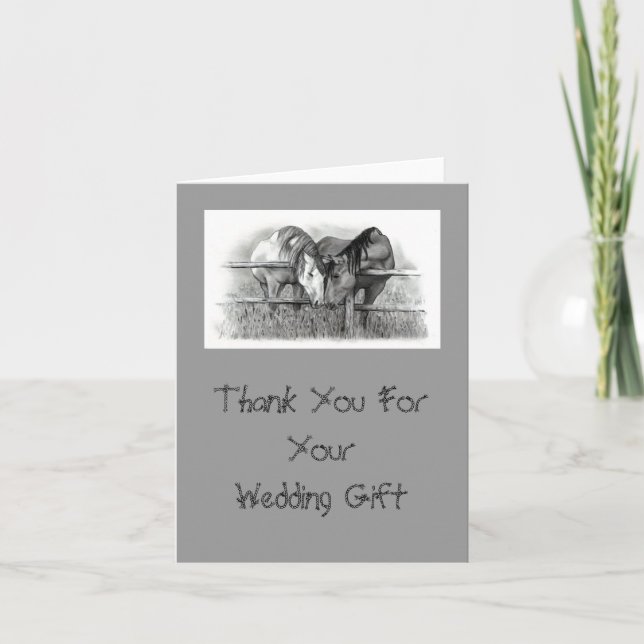 TARJETA DE AGRADECIMIENTO CABALLOS: REGALO BODA GRACIAS (Anverso)