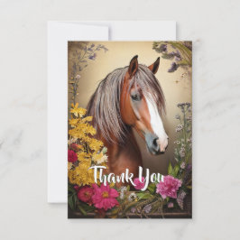 Tarjeta De Agradecimiento Caballos y flores