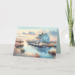 Tarjeta De Agradecimiento Cabaña Costera en Sunrise Marsh