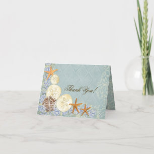 Tarjeta De Agradecimiento Cabaña Floral junto al Mar Caracoles Playa Nupcias
