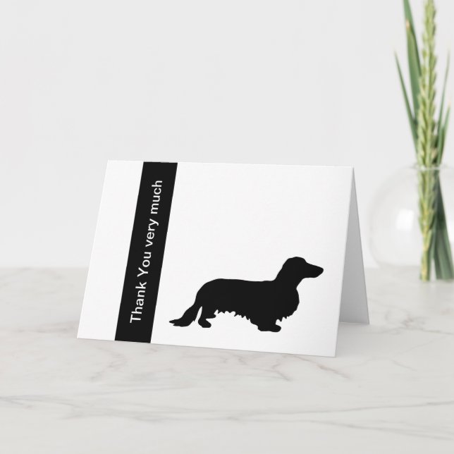 Tarjeta De Agradecimiento Cabello largo de Dachshund - Silhouette 1 (Anverso)