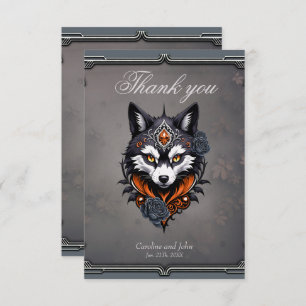 Tarjeta De Agradecimiento Cabeza de lobo majestuosa, terminada en una profun