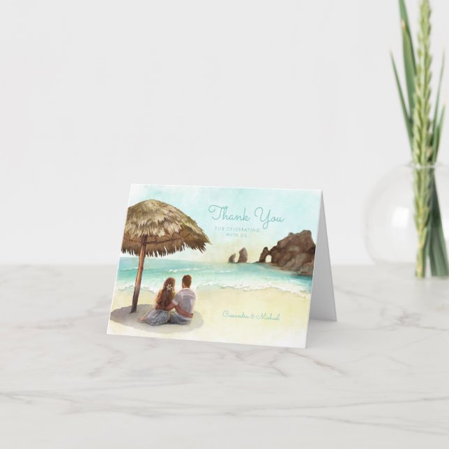Tarjeta De Agradecimiento Cabo San Lucas | El arco | Boda de destino (Anverso)