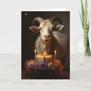 Tarjeta De Agradecimiento Cabra con un pastel de cumpleaños