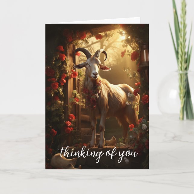 Tarjeta De Agradecimiento Cabra togolesa en el jardín Rosa (Anverso)