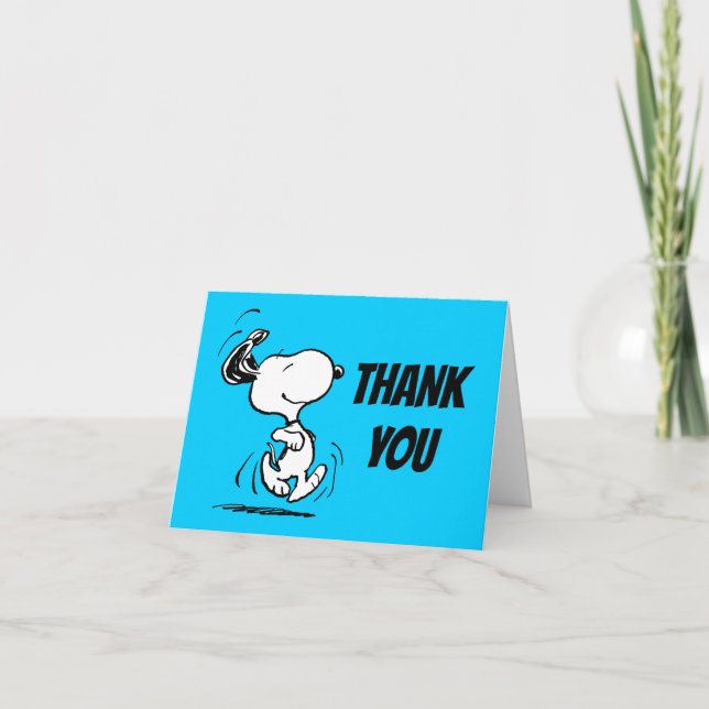 Tarjeta De Agradecimiento Cacahuetes | Baile Snoopy Happy (Anverso)