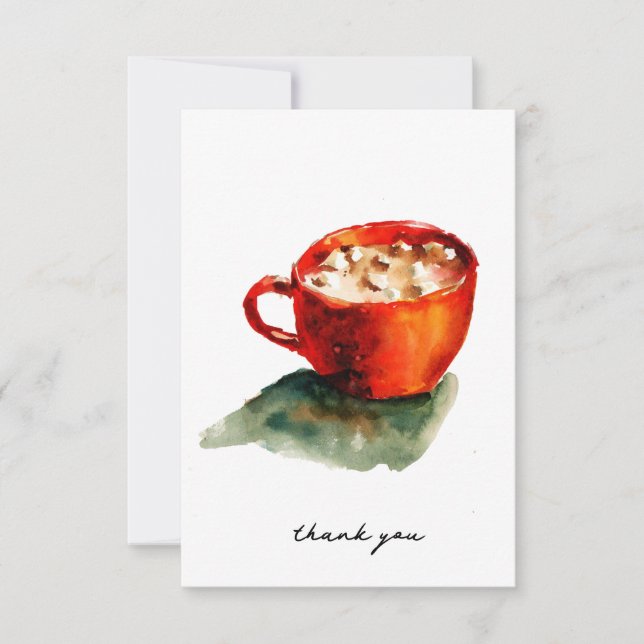 Tarjeta De Agradecimiento cacao caliente y malvaviscos (Anverso)