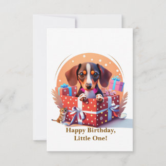 Tarjeta De Agradecimiento Cachorro Adorable en Papel de Regalo de Cumpleaños