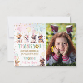 Tarjeta De Agradecimiento Cachorro Cachorro Perros Globos Fotos de fiesta de