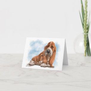 Tarjeta De Agradecimiento Cachorro de Basset Hound Adorable Dibujo Animado