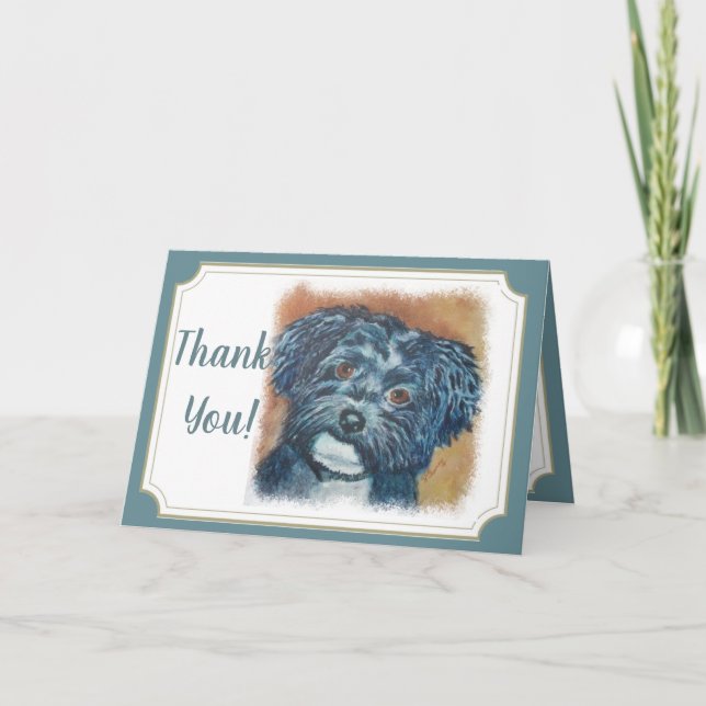 Tarjeta De Agradecimiento Cachorro de Black Havanese te agradece (Anverso)